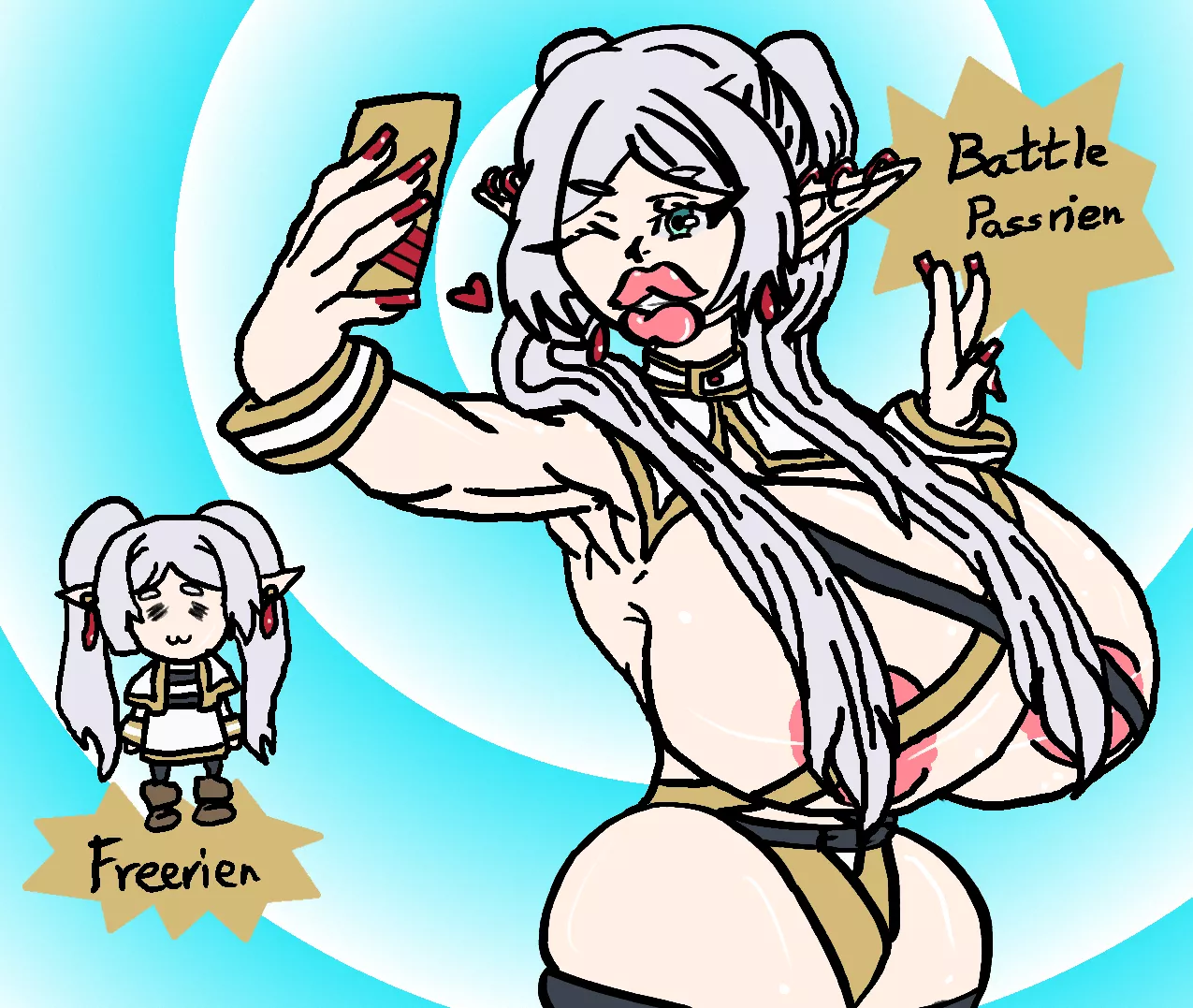 [OC] Battle Pass Bimbofication Frieren posted by CosmicDairyPrairie