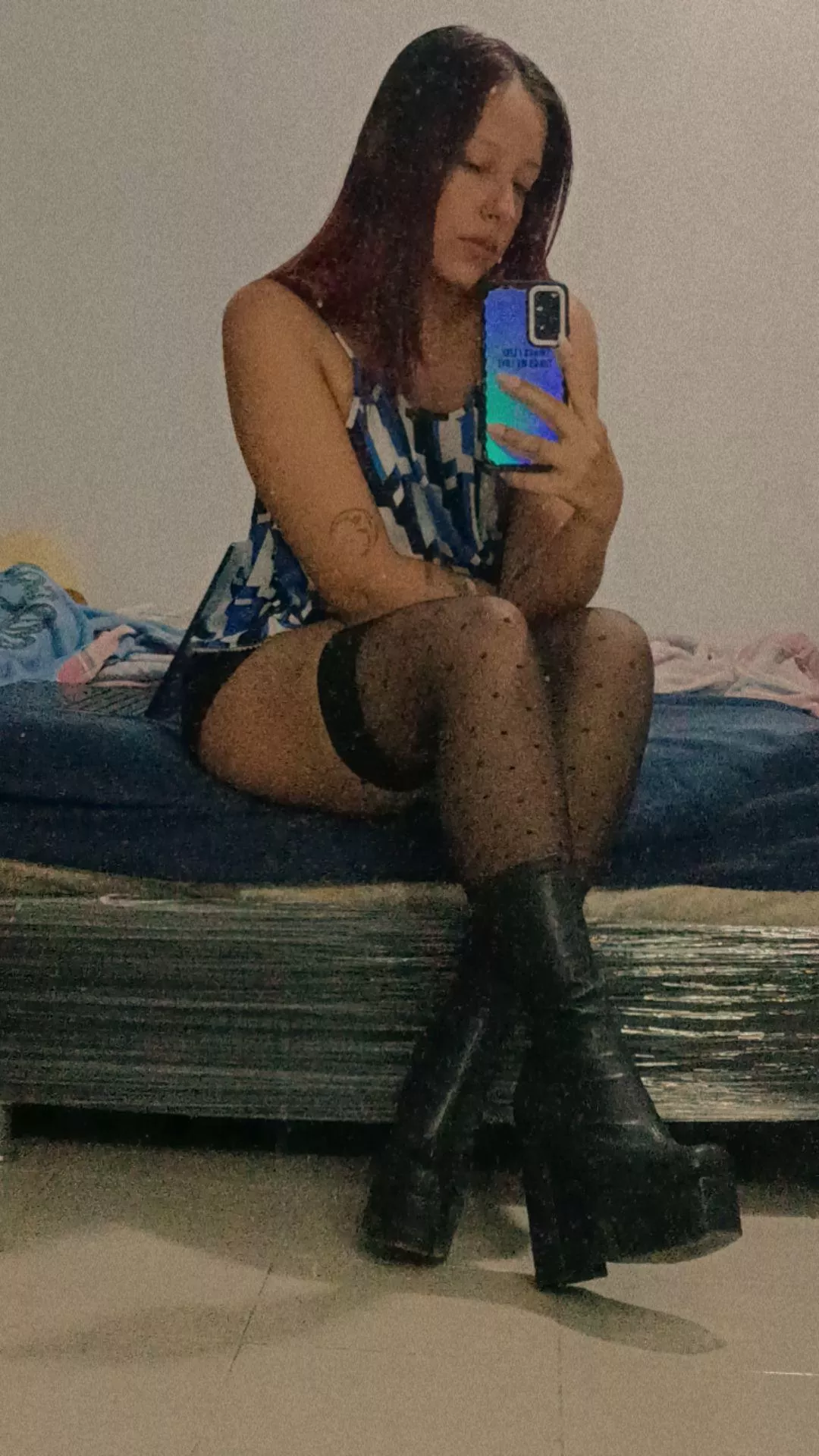 Tight black stockings on my big thighs and my skirt too  posted by rossweetie_