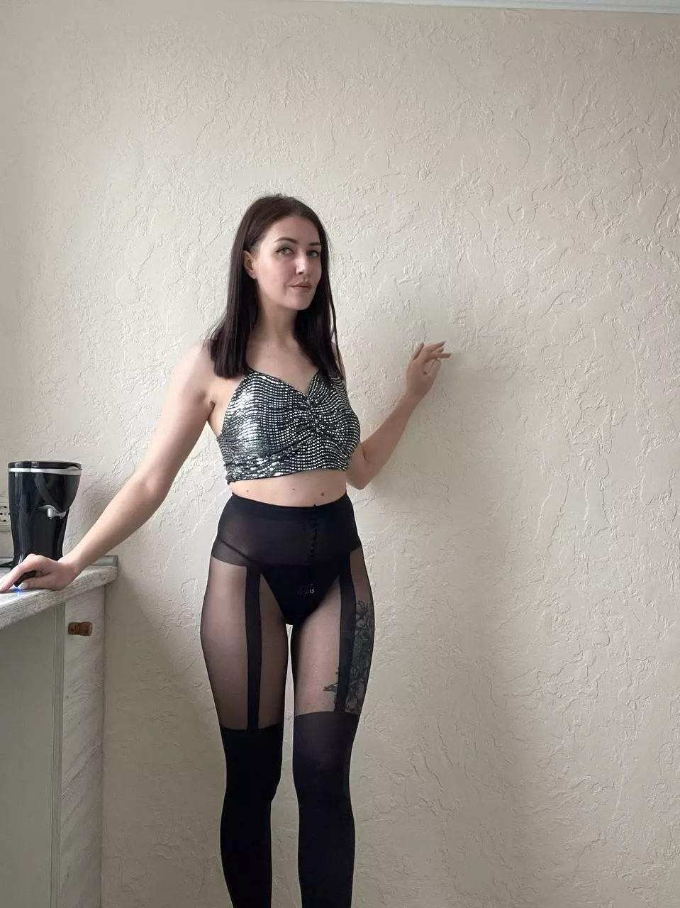 An outfit to complement the already beautiful black stockings✨ posted by megan_vikkk