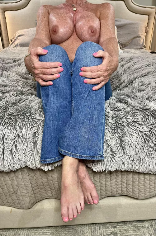 Blue jeans and pink nails and brown freckles by NawtyHellcat