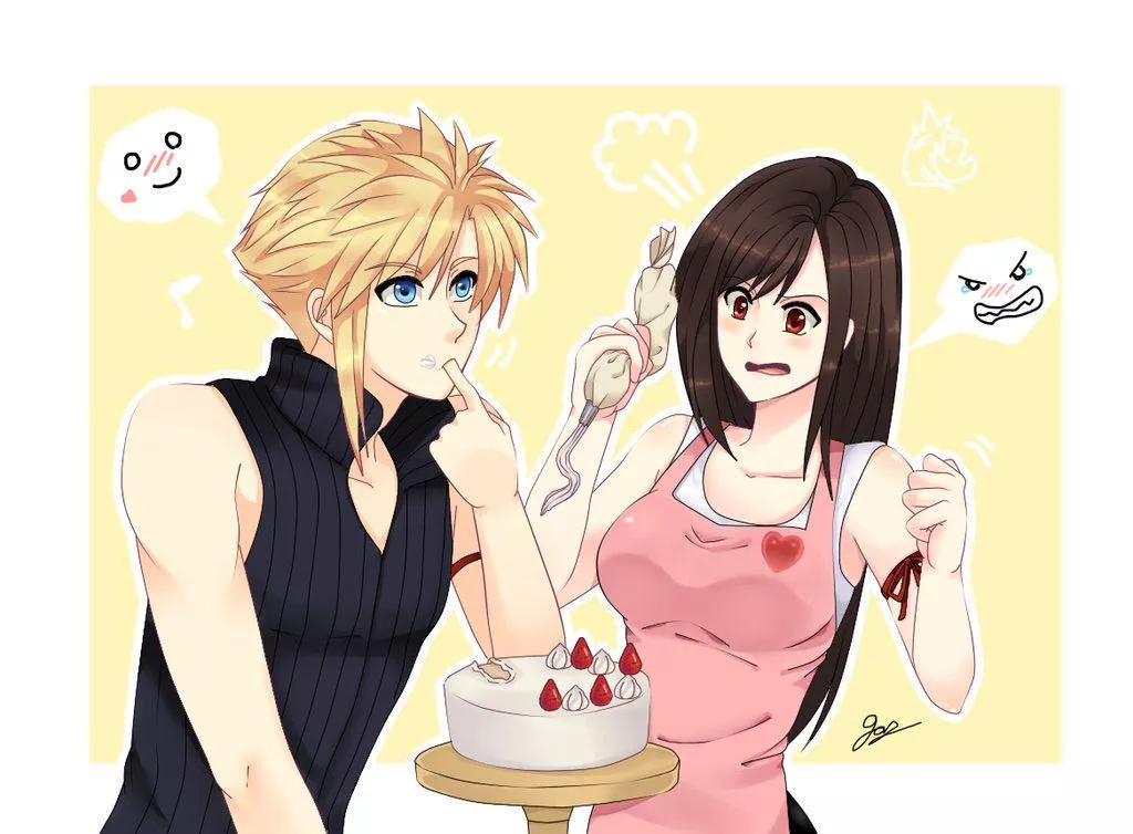 Cloud licks Tifa's delicious cake 🤤😈  posted by xXXSt0rm1sXXx