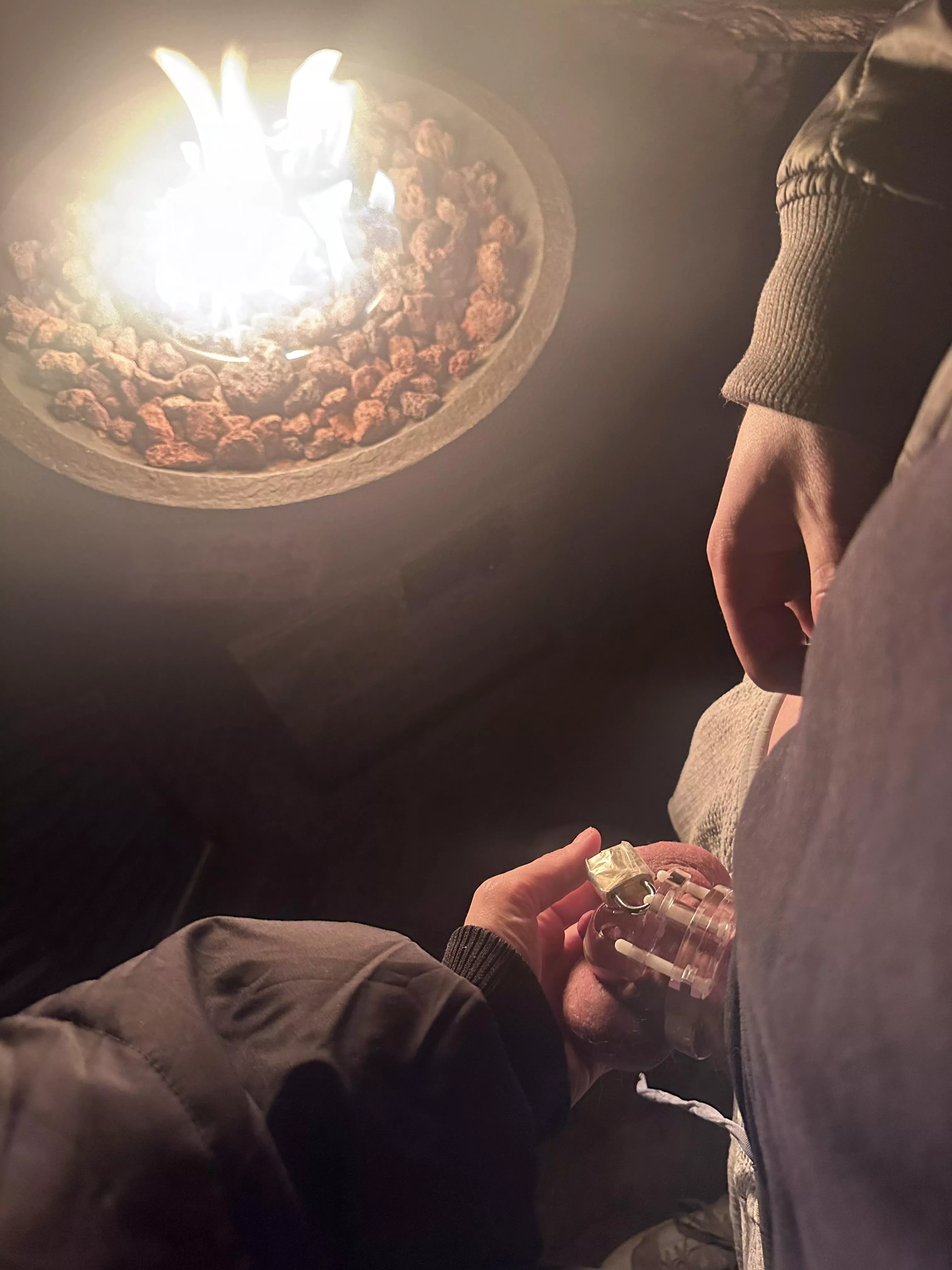 fireside post worshipping and pegging session, so important to debrief!  posted by inloveGoddess