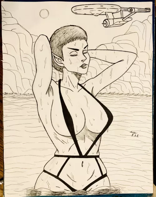 Hey everyone how’s my drawing of a Vulcan from Star Trek. by ArtsForever