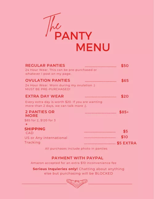 Just got a panty Menu check it out! by Harpersummer