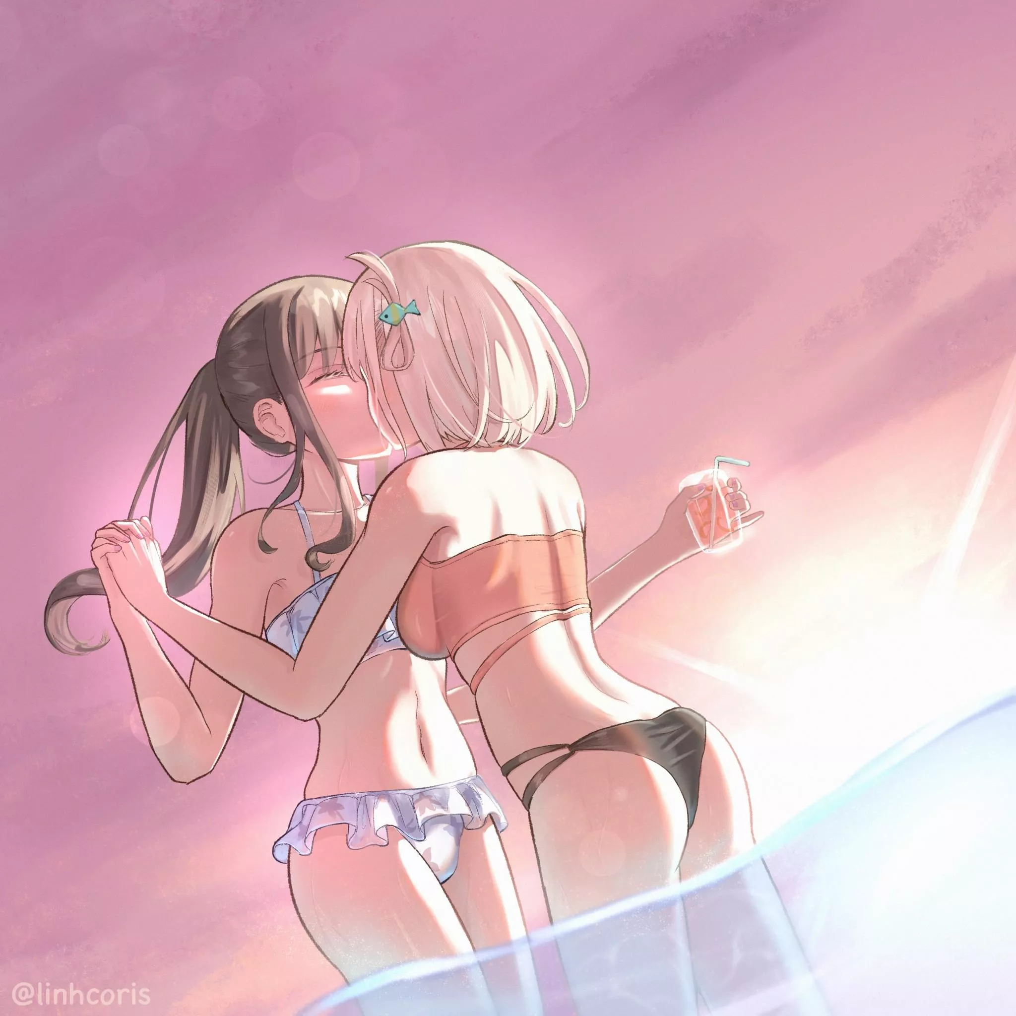 Kissing under the sunset (By Linh) [Lycoris Recoil] posted by queshu22