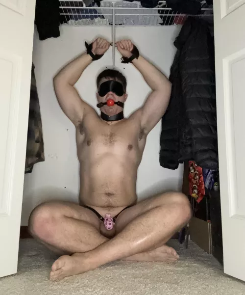 Locked, plugged and ready to be stored away until I can be of use again😊 by Subby_whiteboy_