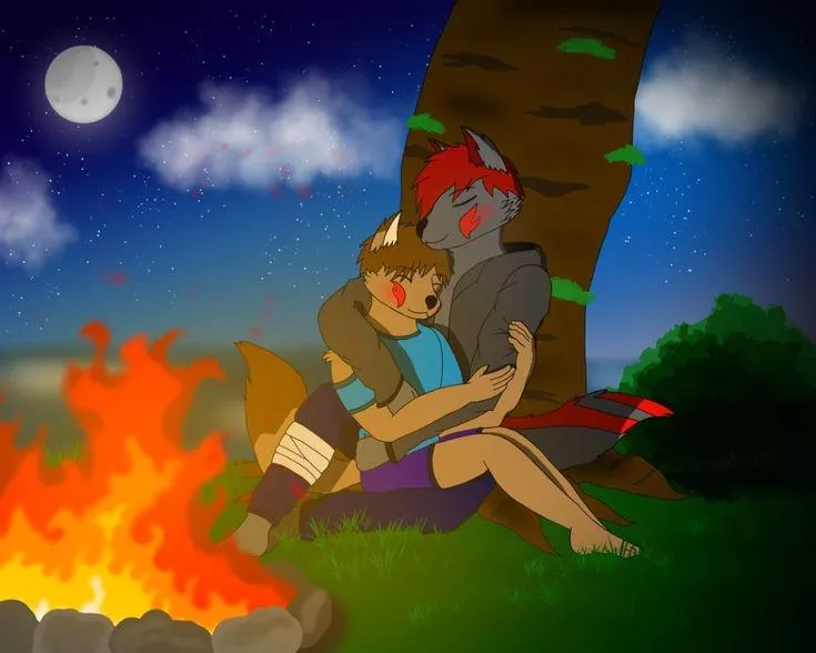 Now that I've fallen to the gay here's a drawing of me and my now bf (art by me) posted by Flaming_wolf6
