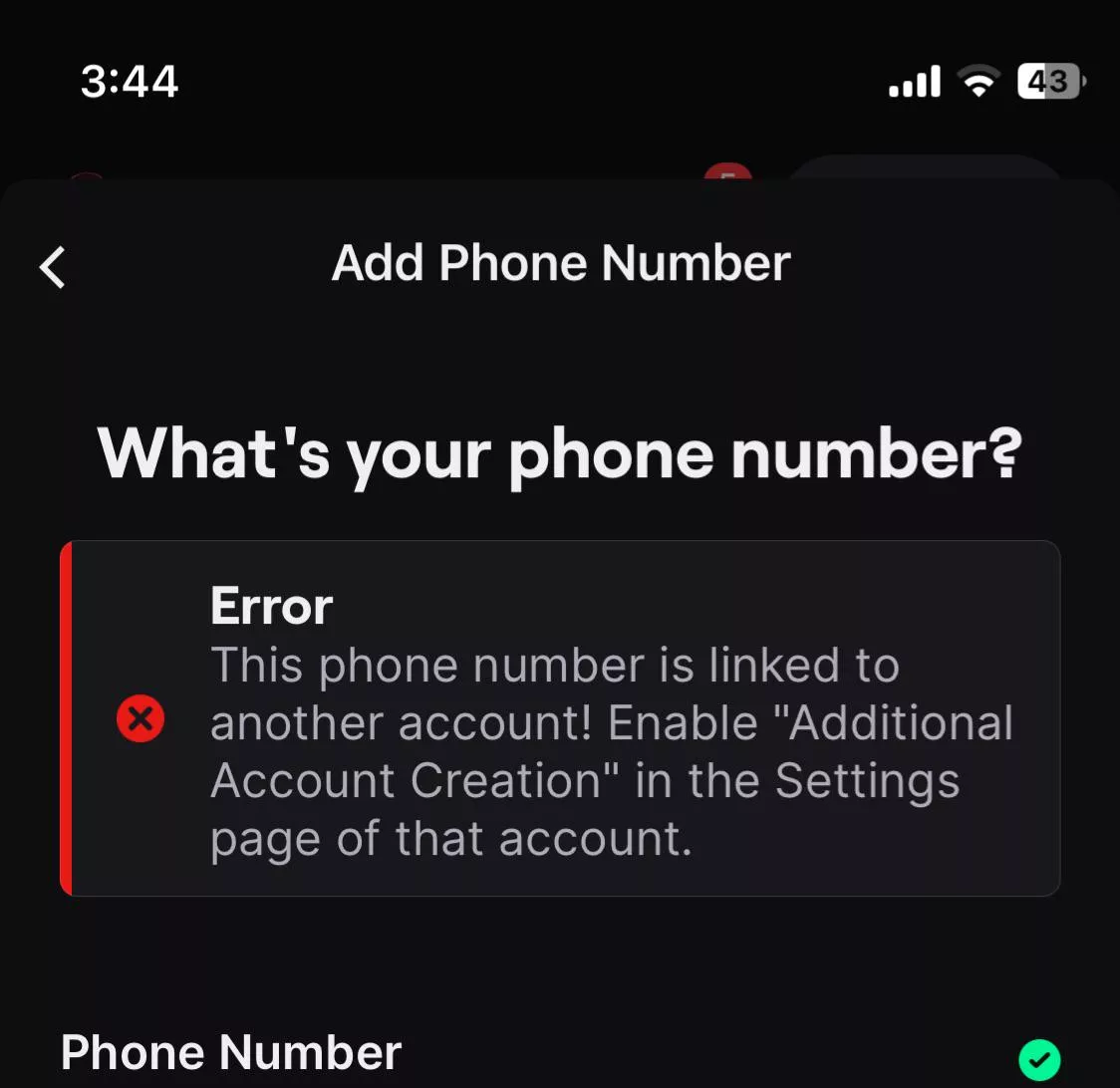 Phone number is linked to another account? posted by Damnation_VII