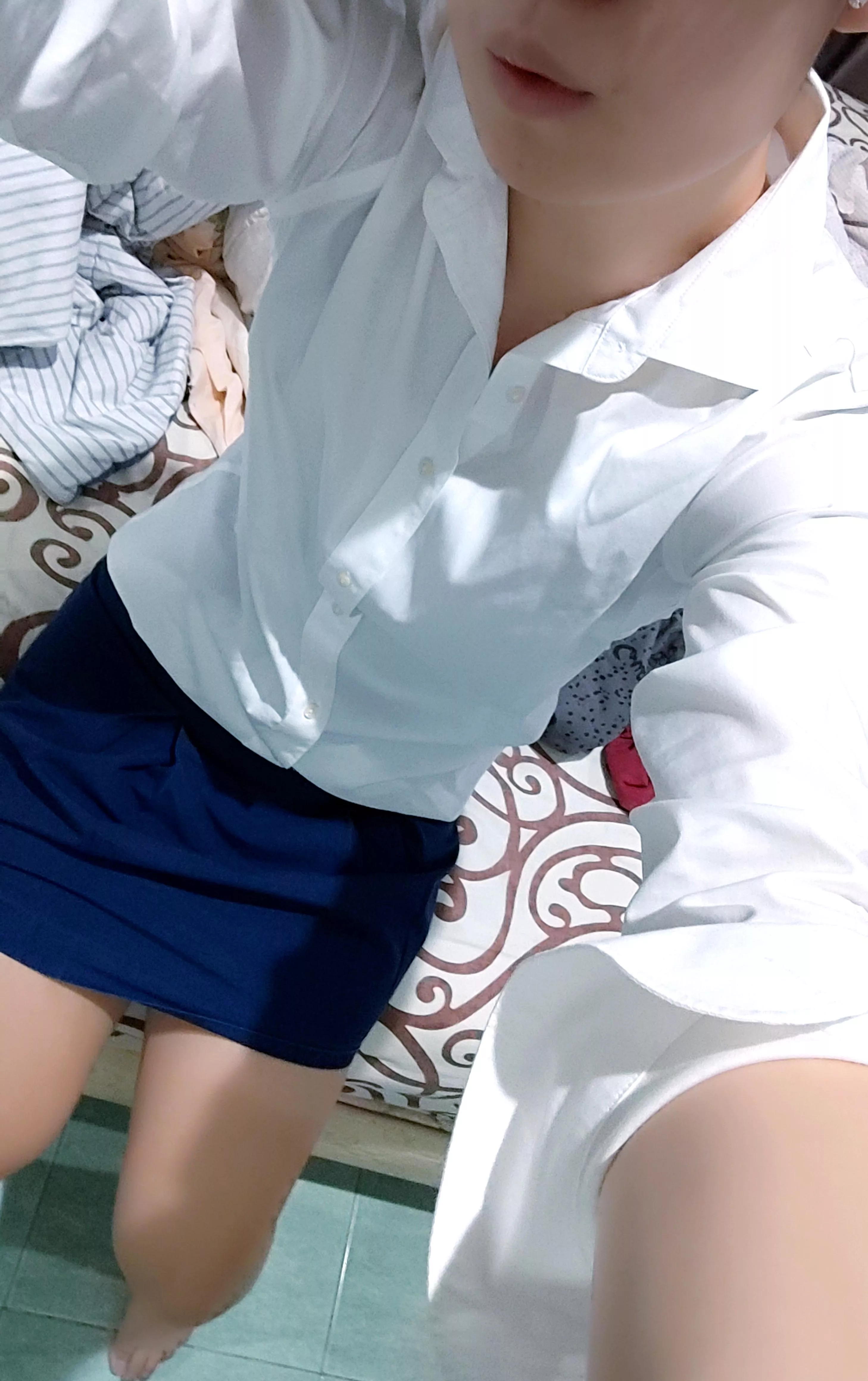 Borrowed my older sister's uniform, does it look good? posted by StuckInCloset