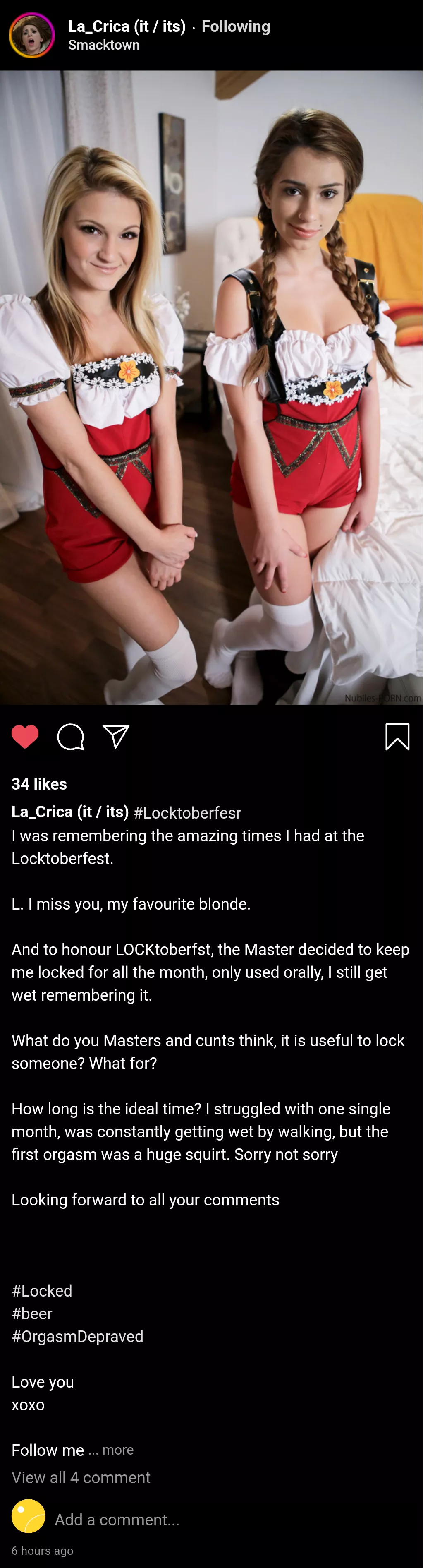 (Cuntagram) (@la_crica) - Locktobered with beer posted by Alakabazan