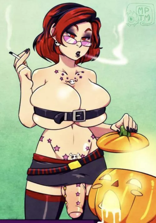 Goth futa on halloween by Mario_quello_bello