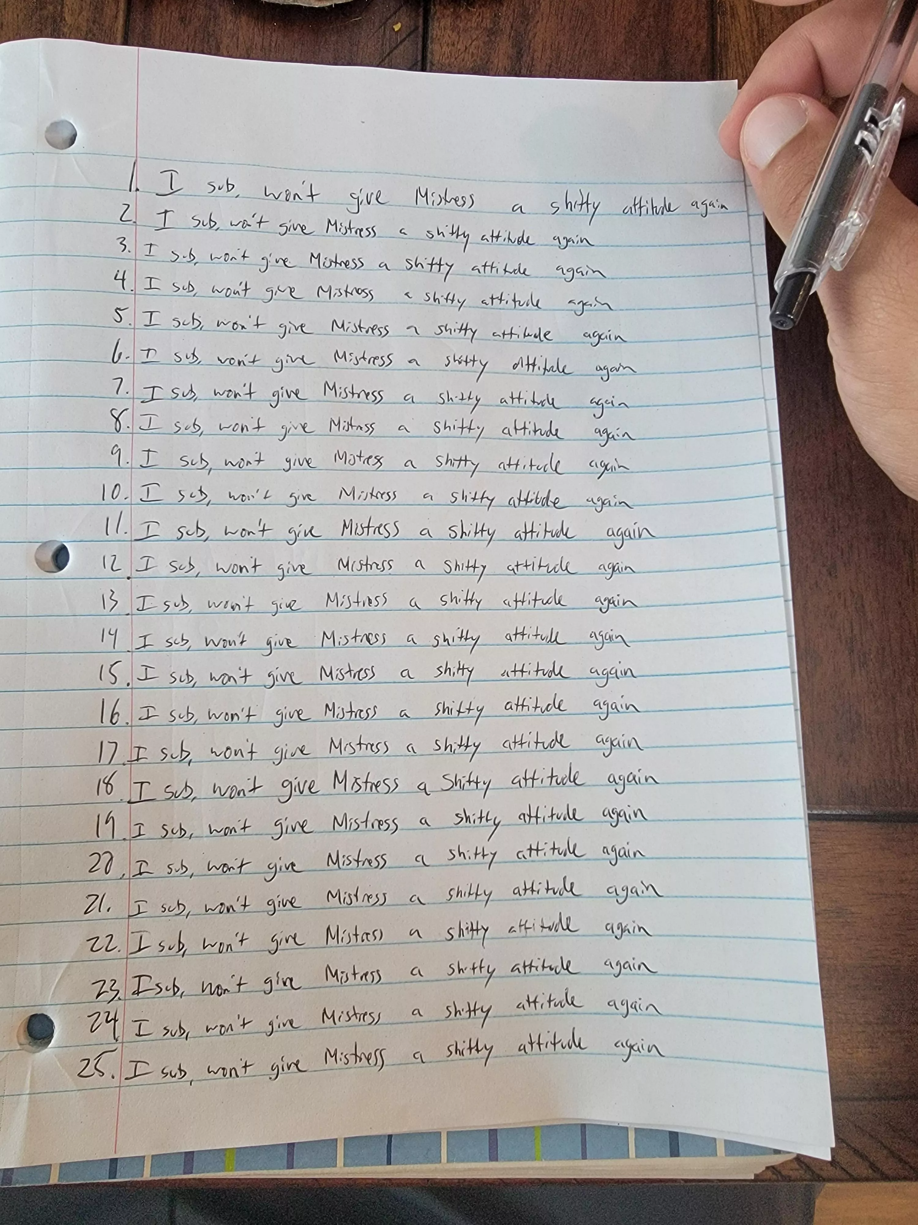 I sub, won't give Mistress a shitty attitude again posted by sissywantscock2010