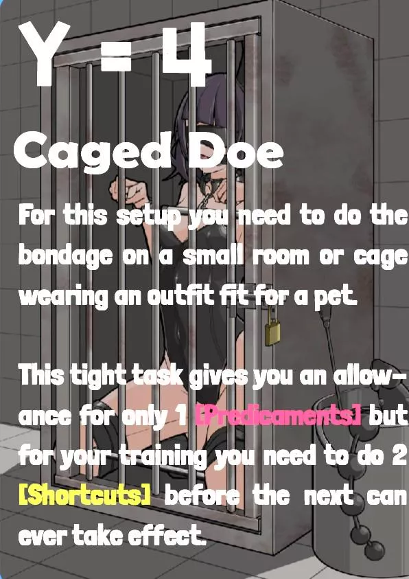 lf color source: cage, 1girl, purple hair, animal ears, cuffs to collar, padlock, ball gag, blindfold, anal beads, dildo, whip, collar, pet play, piddlefours, dog pose, bucket, spreader bar, swimsuit, 