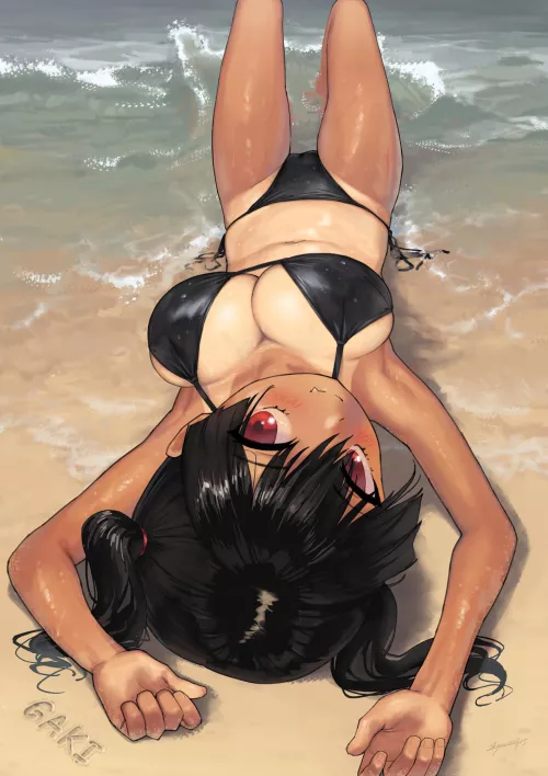 Lounging in the sea waves (Kaedeko) by BloodsoakedDespair