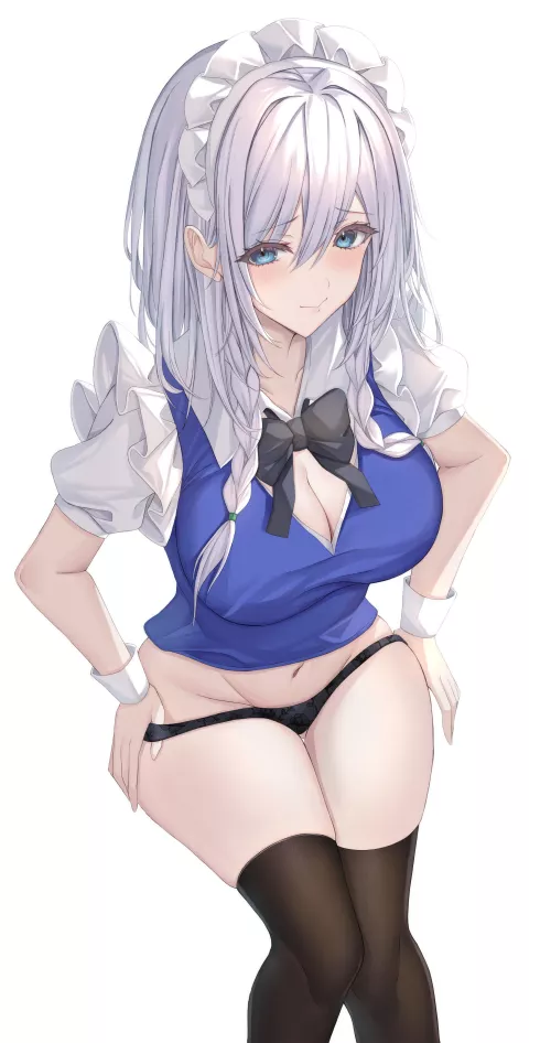 Sakuya taking off her panties [Touhou] by xSaviour_N