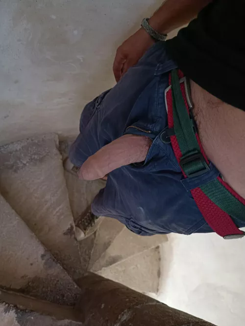 Semi hard in a church's stairwell  by TopicNervous8031