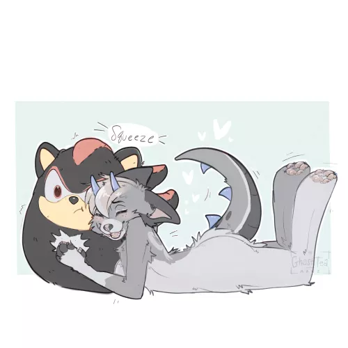 Personal art of my sona snuggling her fav plushie 🩵 by EchOsWxrld