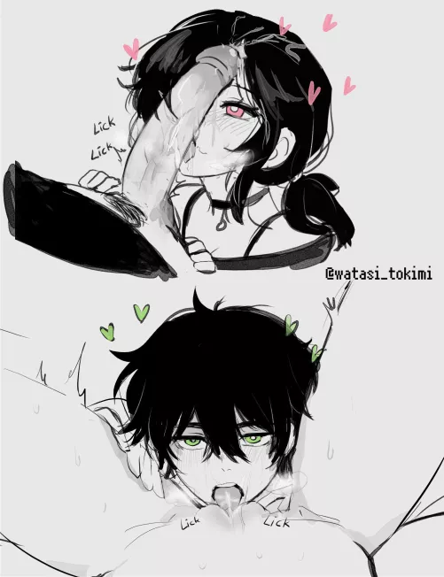 Taking turns to lick by Fluffy_Dick899