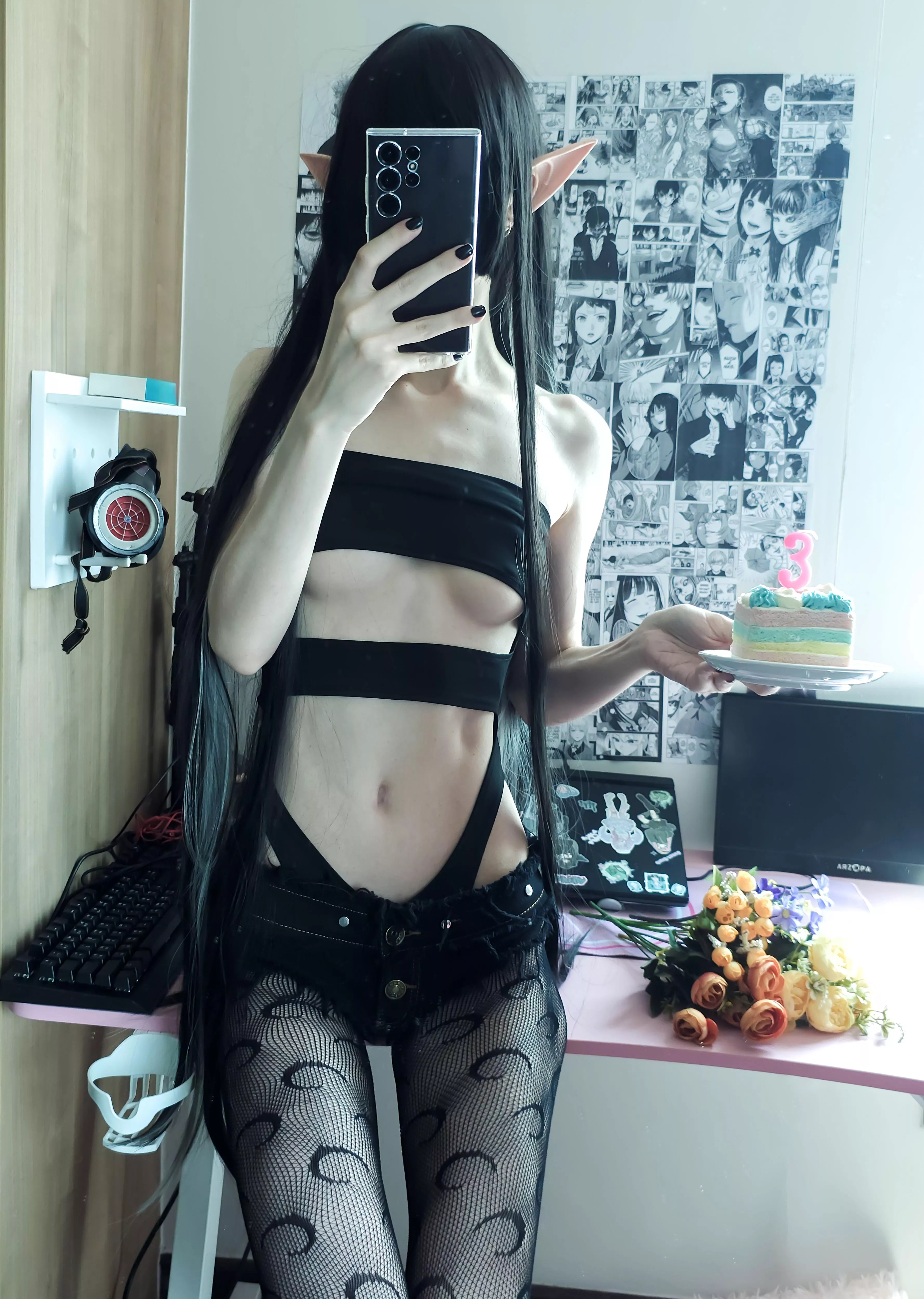 Tight bodysuit and shorts posted by LttlNymph