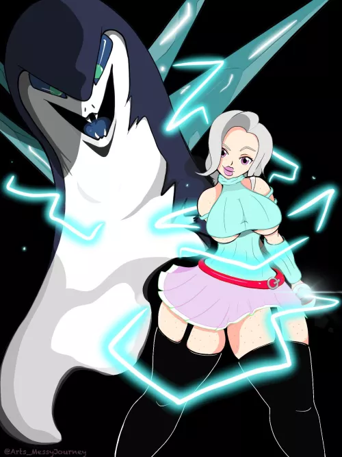 Trainer and Fakemon by Arts_Messyjourney