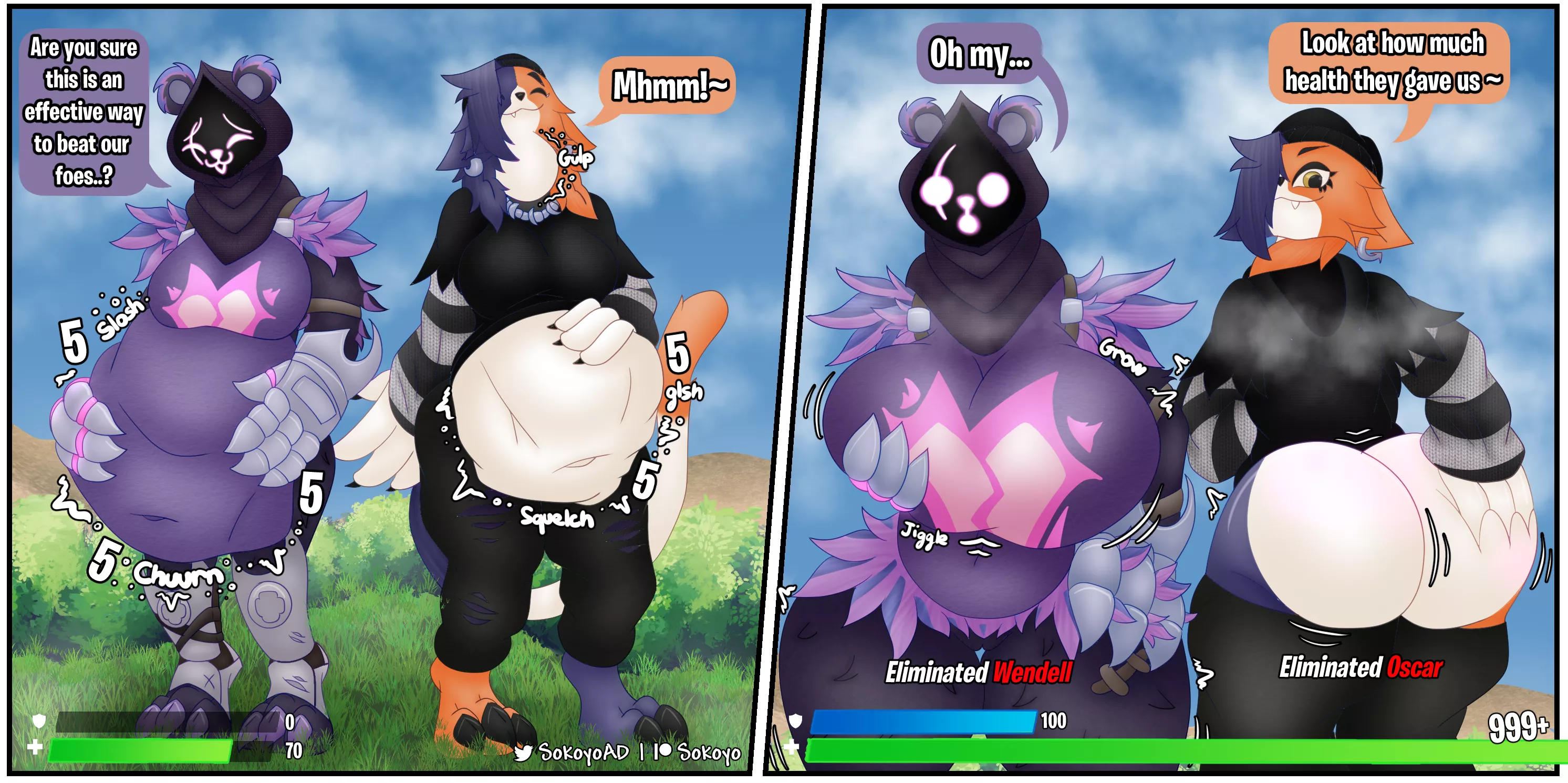 {Comic} Meowskulls and RTL's Voracious Adventures~ (OC by Sokoyo OwO) [Oral vore, Duo, Unwilling preys, Growth, Fatal Vore, Female Preds] posted by S0koyo