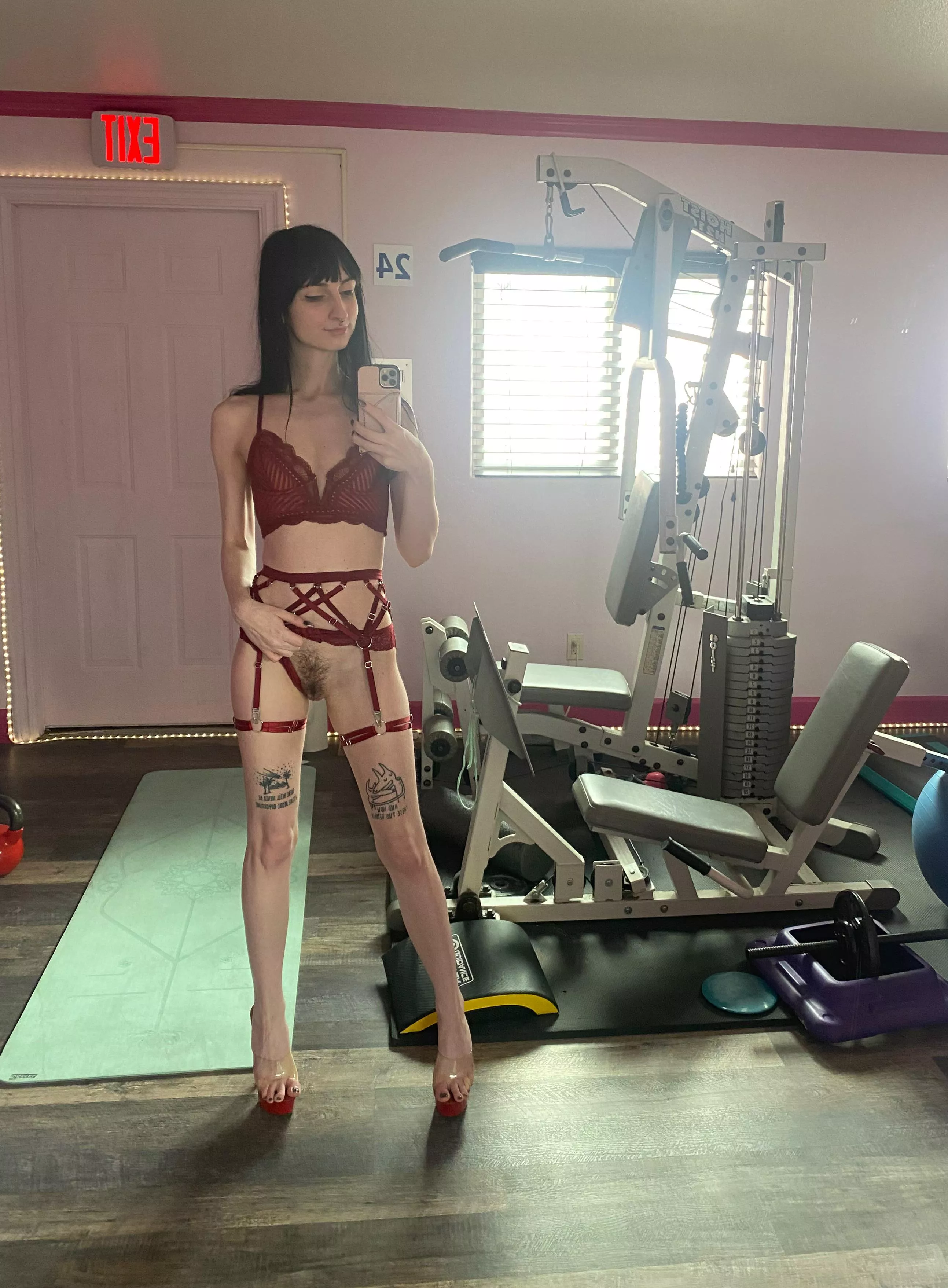 Goth girls go to the gym too, and sometimes they flash you!  posted by AudreyWrightXXX
