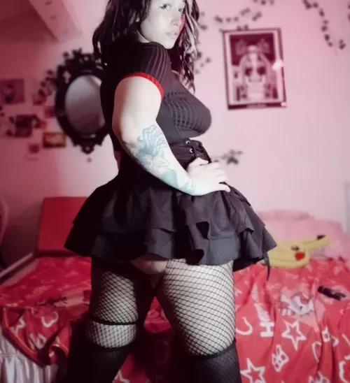I heard you were looking for a cute curvy goth gf  by KiboBunny