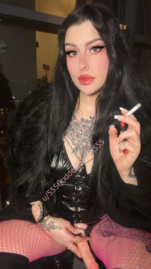On your knees and let me put out  my cig on your head  by 555GoddessSarah555