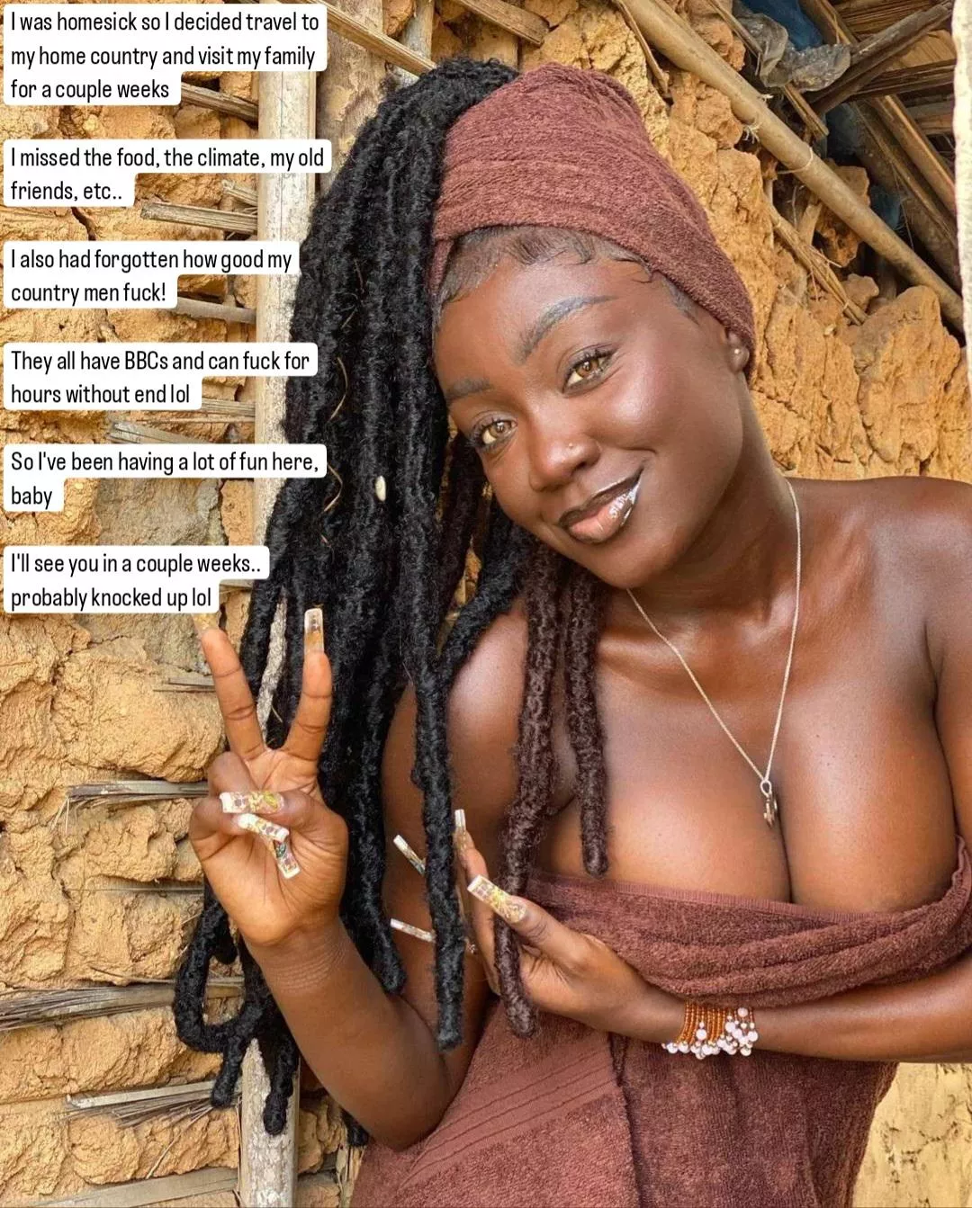 Your girlfriend is visiting her home country and fucking her country men  posted by Captiondude1996