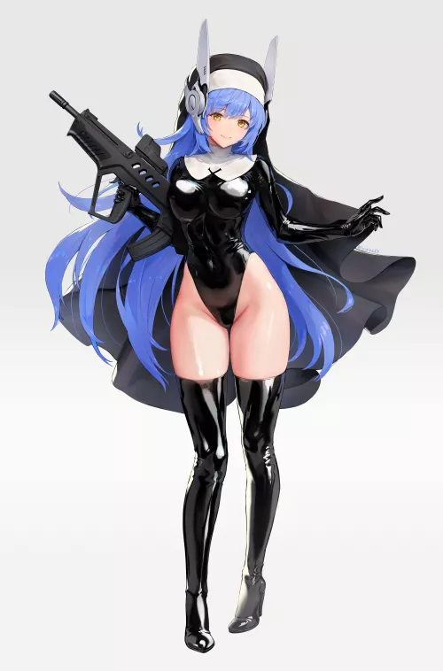 TAR-21 (from Girls Frontline) wearing the Justina Follower uniform from Blue Archive by Jaxx1992