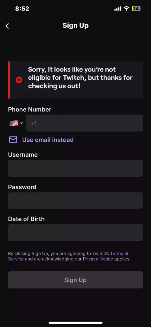 Unable to create account by genericusernamehaha