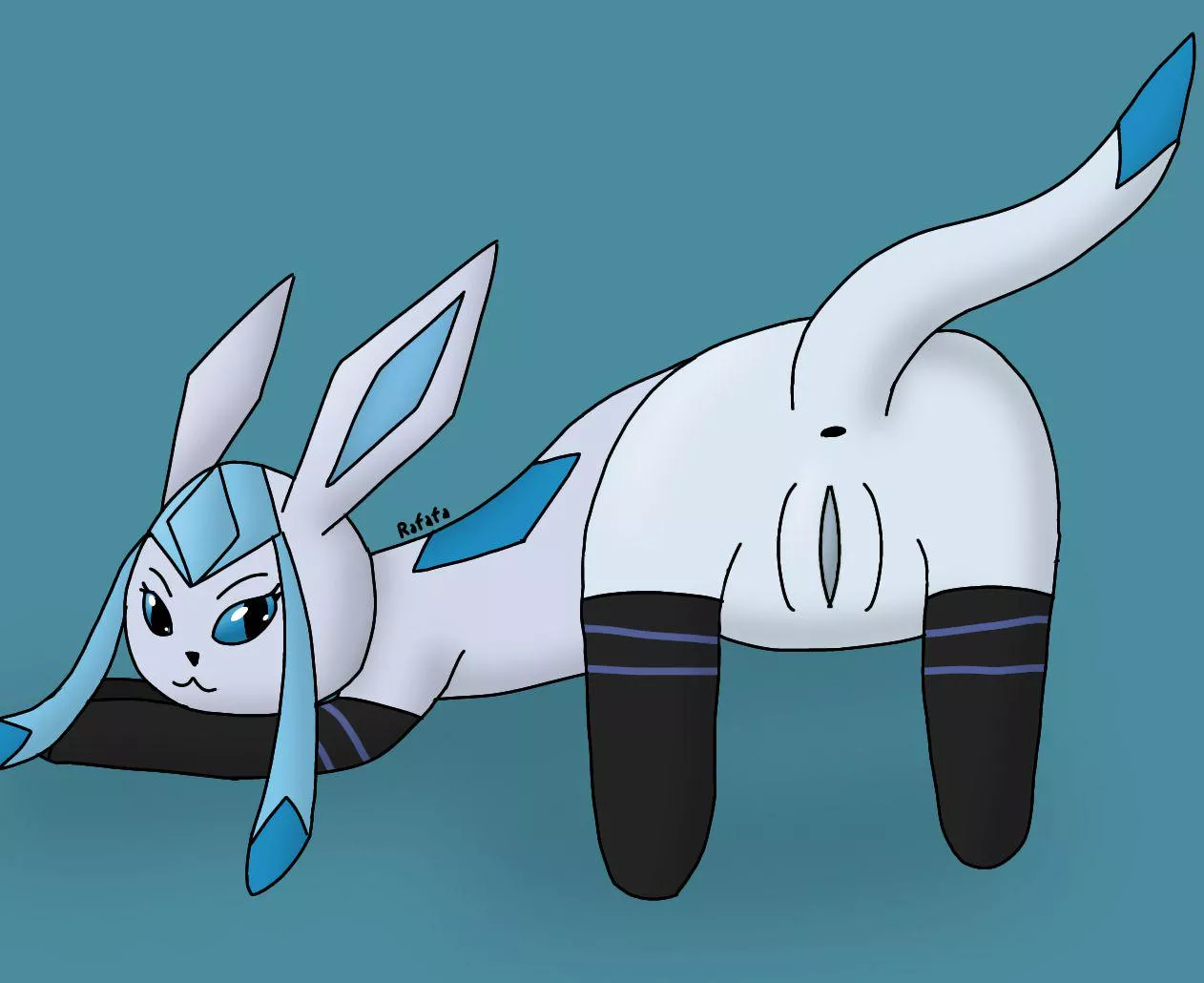 [F] (OC) Thick ass Glaceon in black thigh highs presenting her pussy ;3 posted by Rafafa69