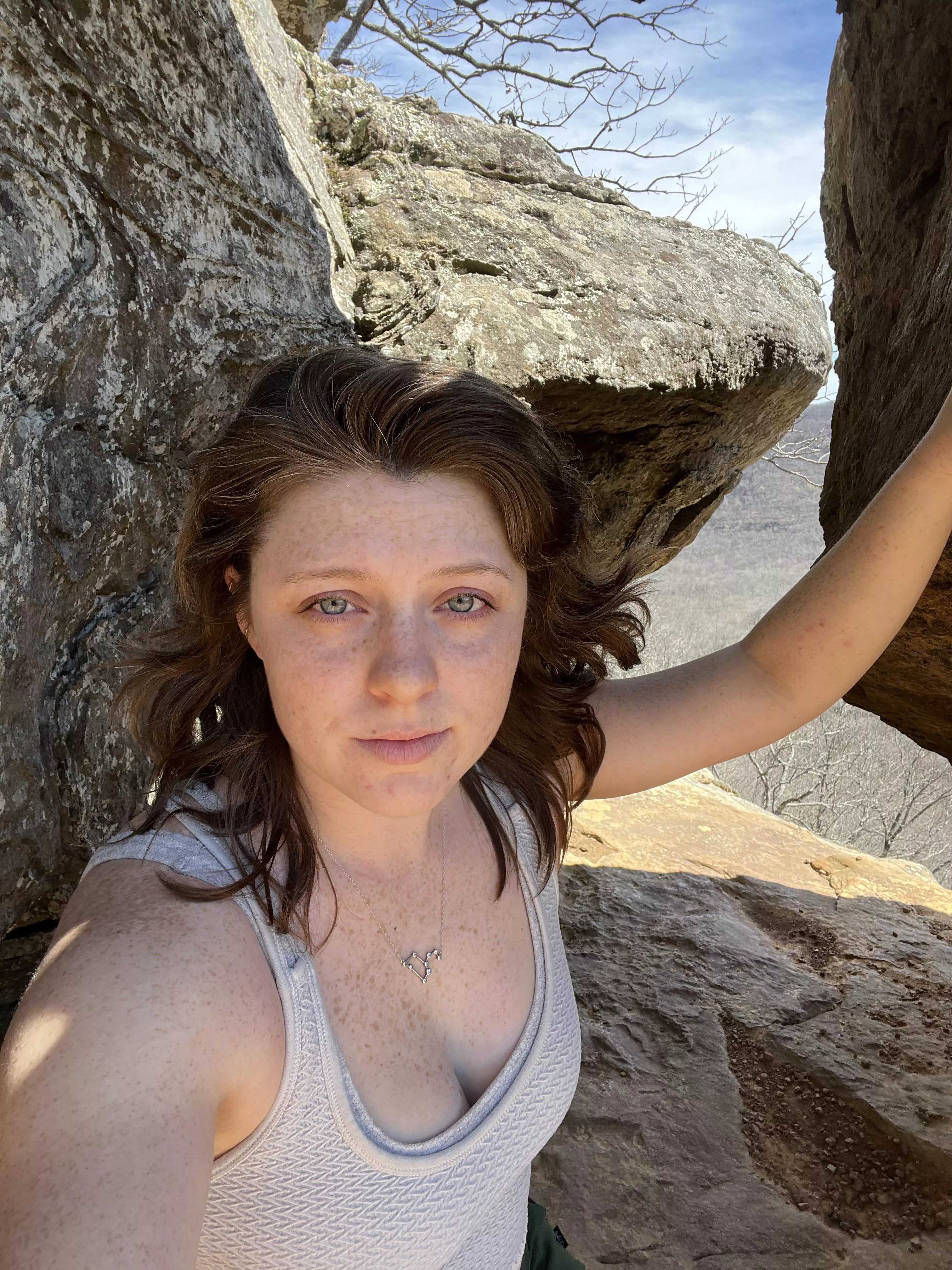 Figured yall would like my freckles on top of this cliff posted by creepyt0es