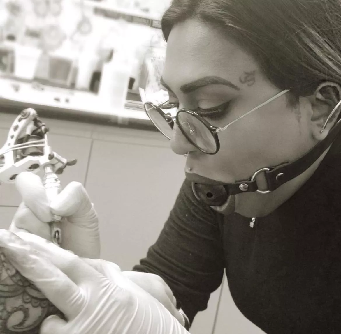 Gagged tattooist  posted by ballgaggedbitches