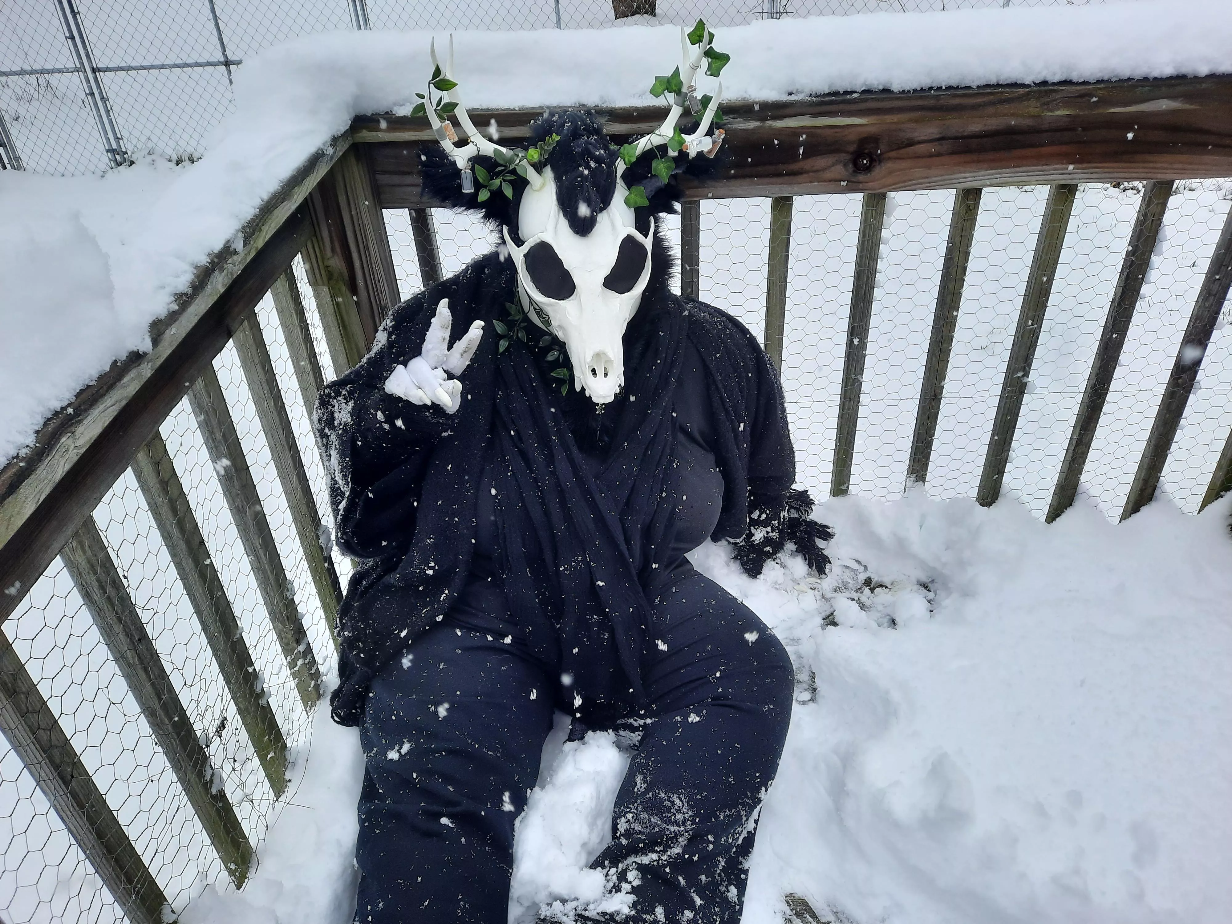 Happy Fursuit Friday, I fell in the snow (OC) posted by Void-Lizard