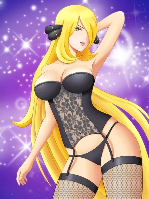 Lingerie Babe Cynthia [Pokemon] by A_MASSIVE_PERVERT
