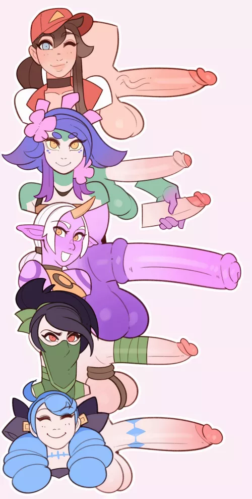 Size comparission. (Sivir, Neeko, Soraka, Akali and Gwen)(SplashBrush) by Short-Ad224