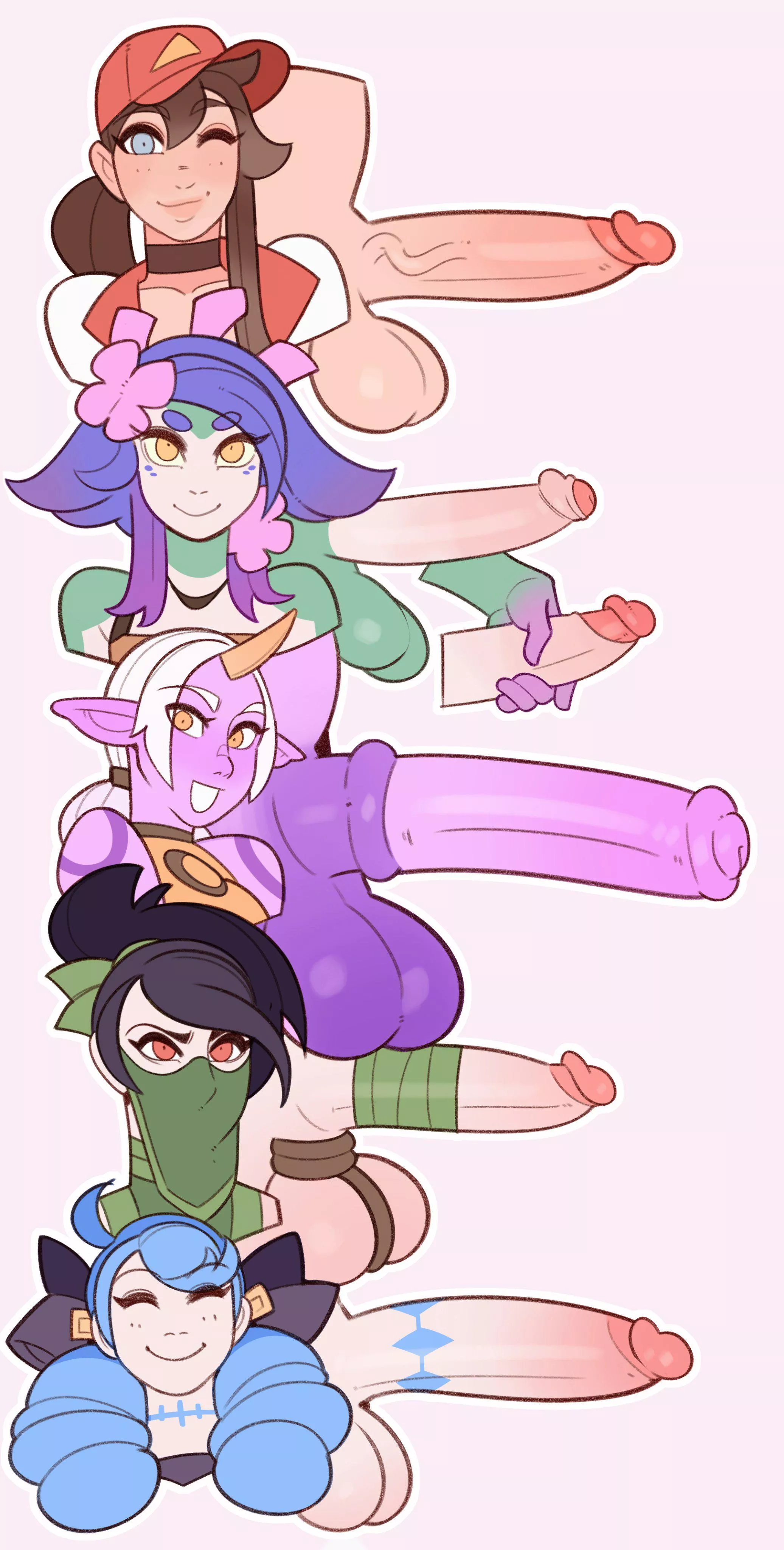 Size comparission. (Sivir, Neeko, Soraka, Akali and Gwen)(SplashBrush) posted by Short-Ad224