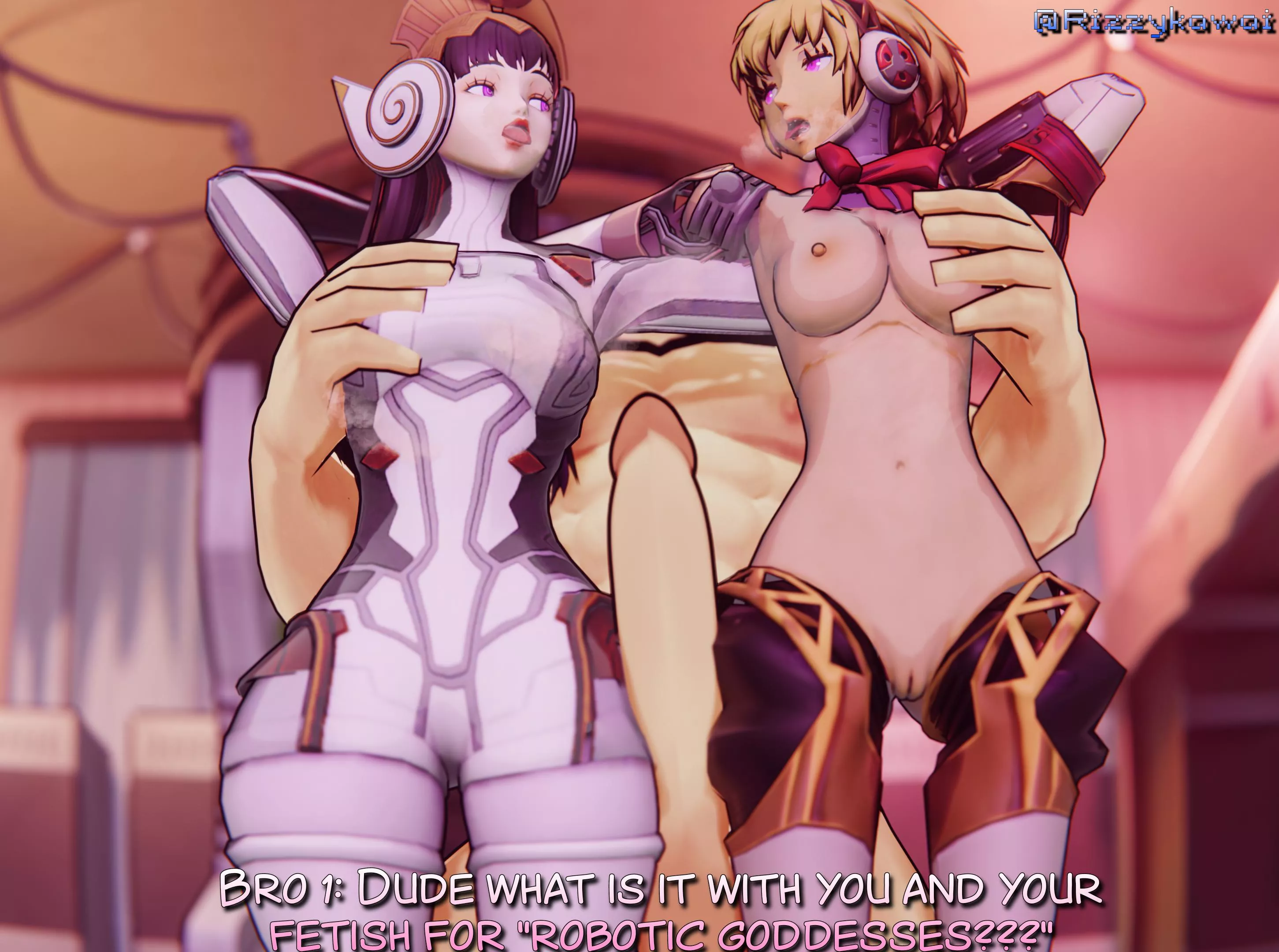 What is with blue haired protags and their insane luck with robot goddesses? (@rizzykawai) posted by Unfair_Throwaway