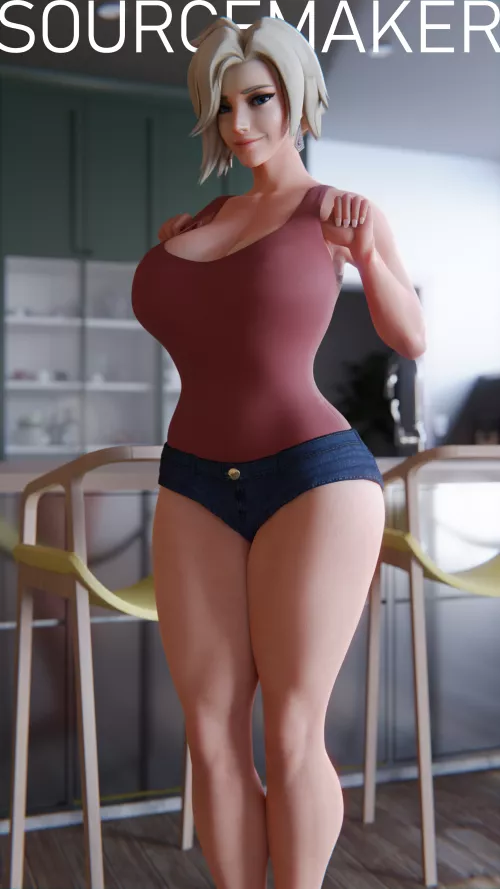 a Busty Mercy (sourcemaker) by futasaregreat