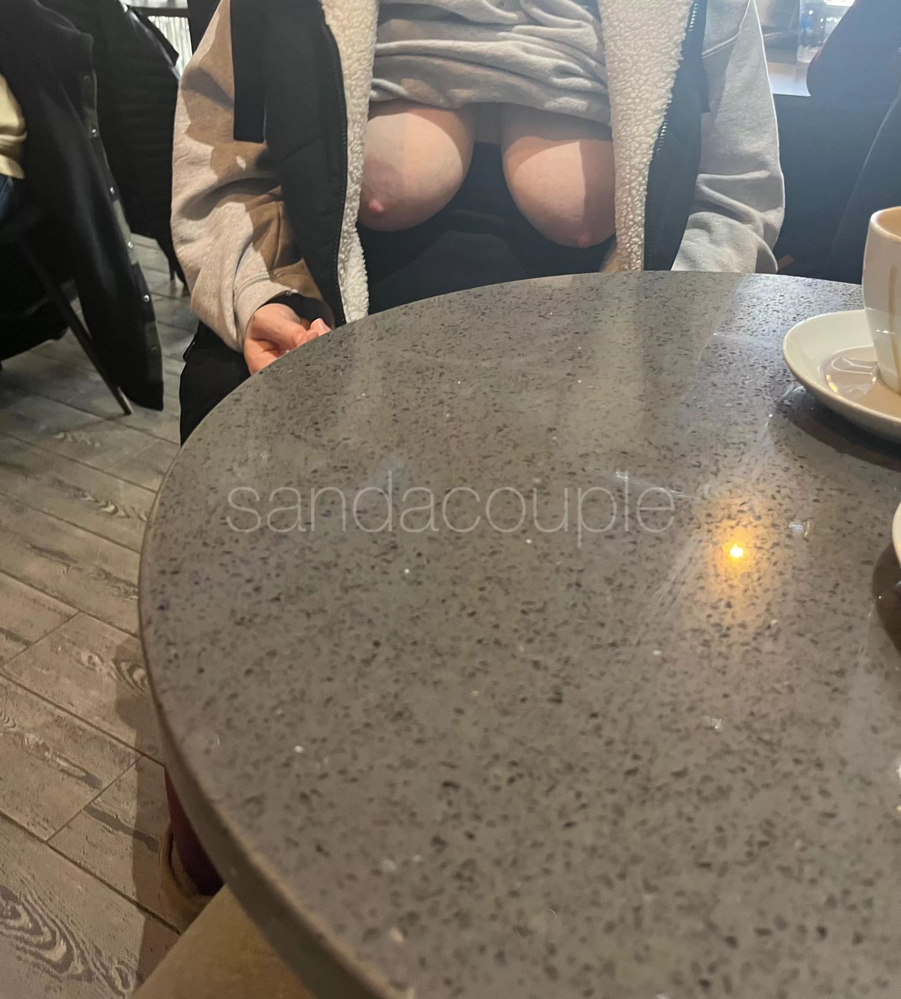 Giving my date a great view to enjoy his coffee with at a very busy cafe ☕️ Happy Saturday!  posted by SandAcouple