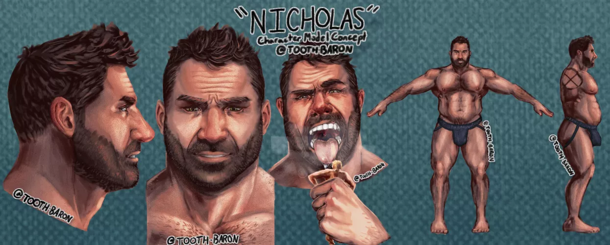 {image} Pred Vore Model Design by Tooth-Baron! {M/M} {OC} {Model Reference Sheet} {G/T} {Giant Pred} {Tiny Prey} {Human Pred} by Tooth-Baron