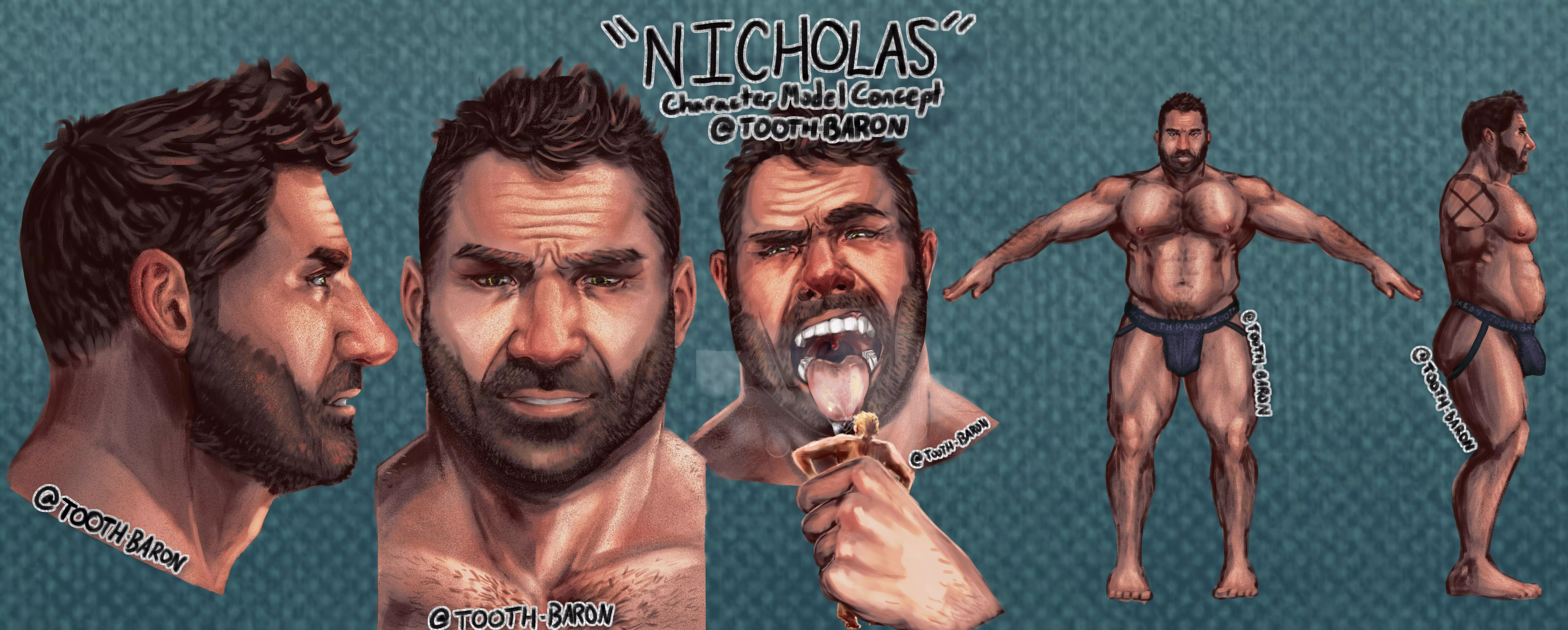 {image} Pred Vore Model Design by Tooth-Baron! {M/M} {OC} {Model Reference Sheet} {G/T} {Giant Pred} {Tiny Prey} {Human Pred} posted by Tooth-Baron