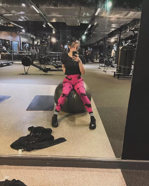 Really wanna bounce on something else rather than this ball…. Does the gym make you horny too? Hehe  by Clarabella_Leo