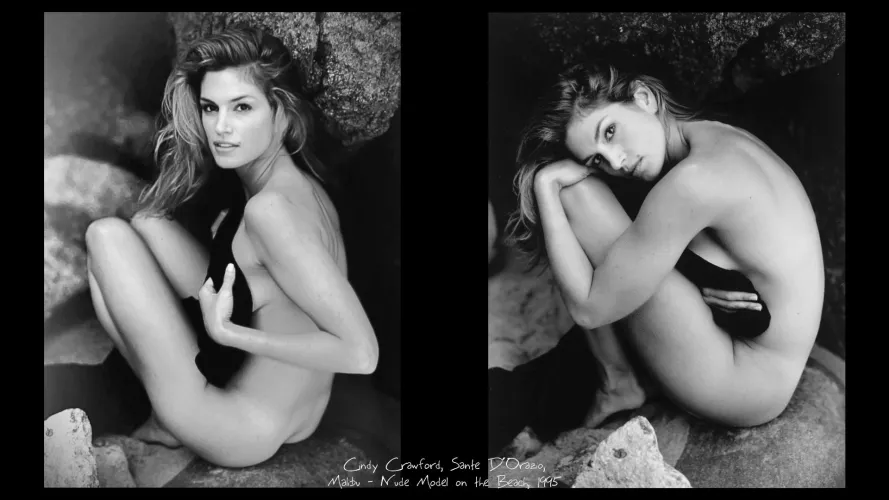 Cindy Crawford, Sante D´ Orazio, Malibu - nude Model on the Beach, fine art photography, 1995 by cylnzz