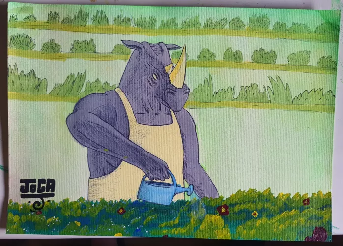 I did this Rhino for a college work. Help me to give him a name!! by Jocarteiro