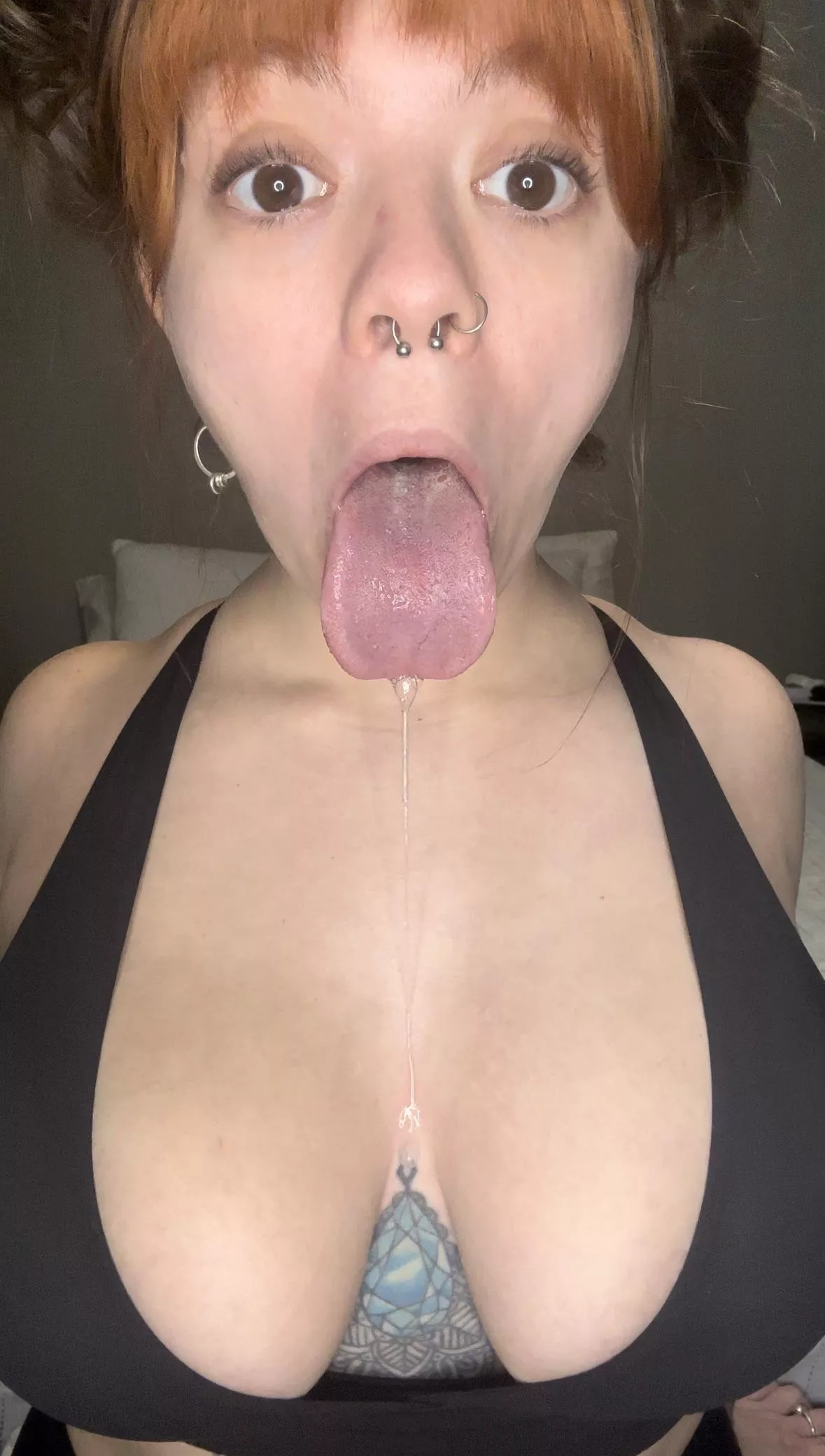 I love letting spit cover my chest 🤤 posted by getlicked_ladyann