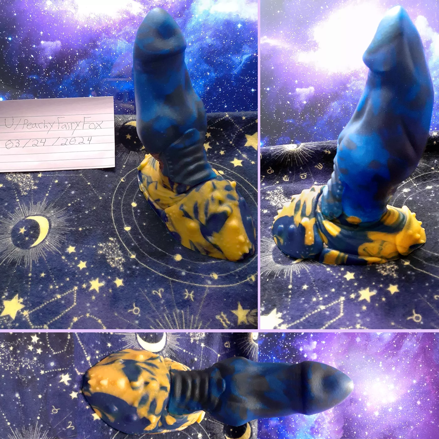 [US] WTS BD Xar, Small Sized, Firmness 5, Custom Marbled Halloween Black shaft with a bright metallic cobalt, and a metallic gold and metallic cobalt marbled base. (Discontinued Model) [Details in Comment] posted by PeachyFairyFox