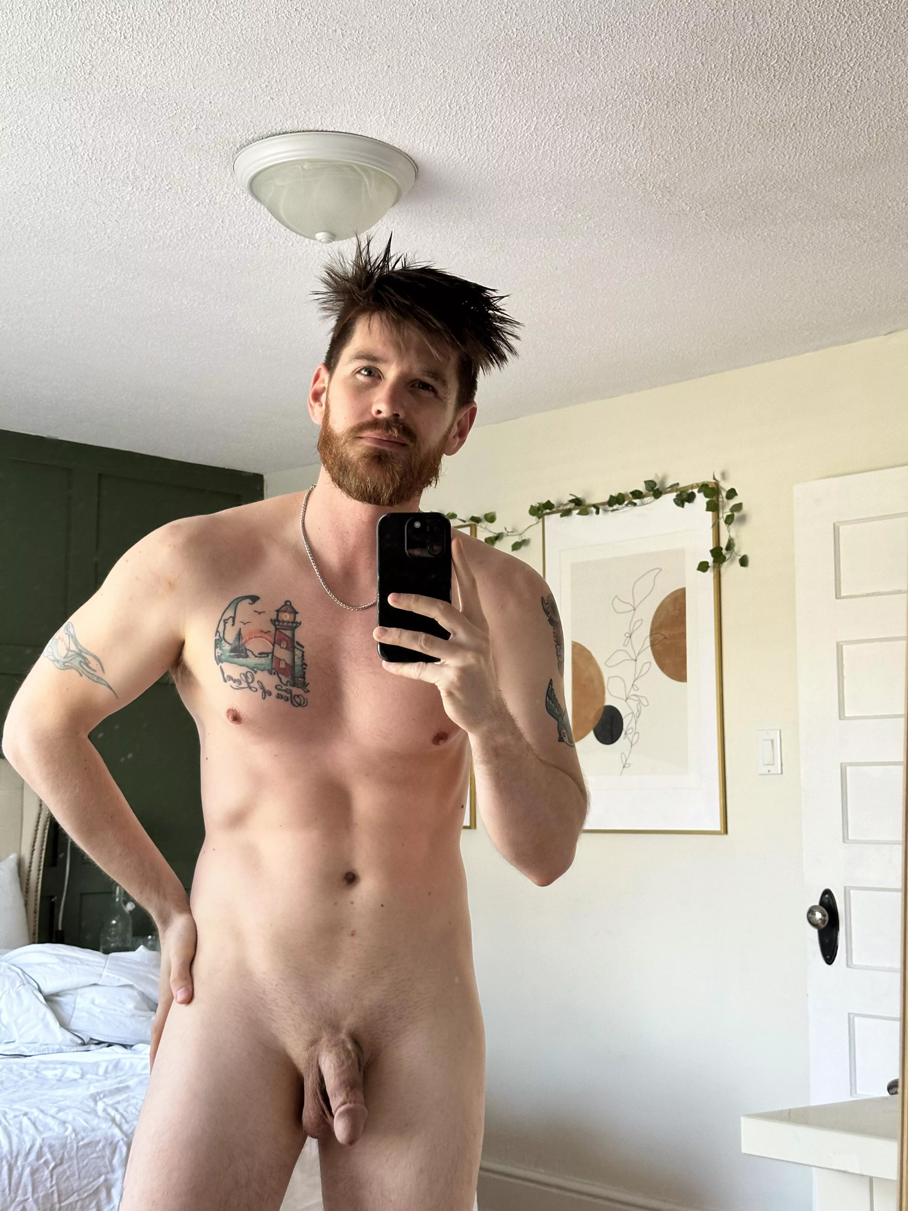 When you’ve been sick in bed all week and finally have the energy to get up you immediately take a nude posted by Cambhubby89