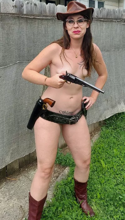 1860 Colt converted to 45 LC. Holstered is an 1858 Remmington, also a conversion. Both are made by Uberti. posted by MistressThrope